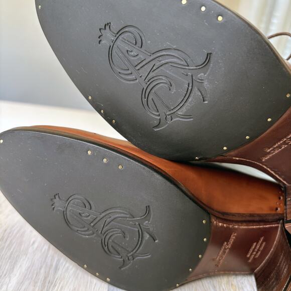 The Office of Angela Scott Mrs. Hazel Brogue Oxford Heels Brown Leather Size 9 - Picture 11 of 13